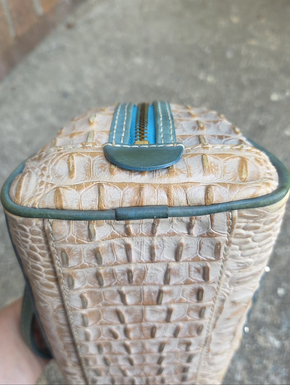 Dooney & Bourke Croc Mini Satchel Light Blue Trim| Throwback Mini Bag - Picture 9 of 14